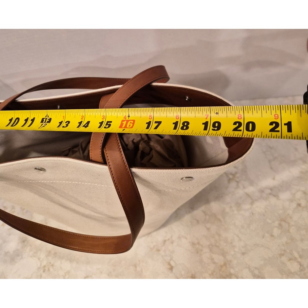 Saint‎ Laurent Rive Gauche Panier Canvas Bucket Tote Bag Brown 735728 FABJN - Picture 3 of 15